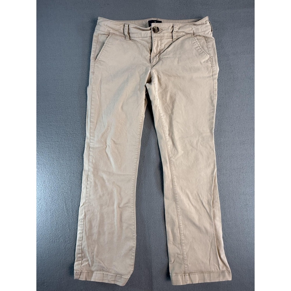 American Eagle Pants Womens 6 Beige Twill Chino Kick Boot Stretch Y2k